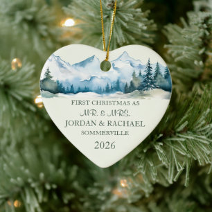 Décoration En Céramique Premier Noël en tant que M. et Mme. Mariage person