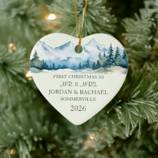 Décoration En Céramique Premier Noël en tant que M. et Mme. Mariage person