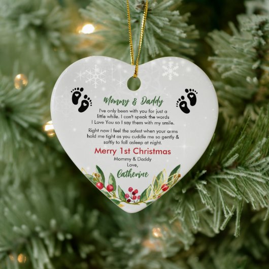 Décoration En Céramique Premier Noël en tant que maman et papa (Arbre)