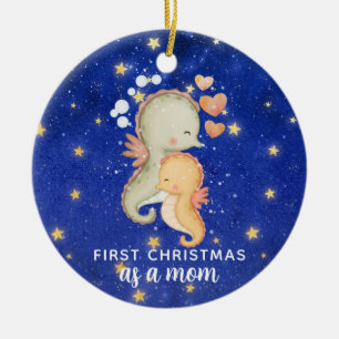 Décoration En Céramique Premier Noël en tant que maman hippocampe personna