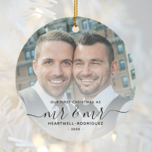 Décoration En Céramique Premier Noël en tant que MM Cadeau de mariage LGBT
