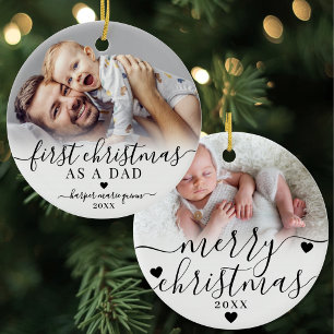 Décoration En Céramique Premier Noël en tant que papa Photo de bébé