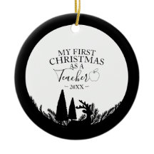 Premier Noël en tant qu'enseignant Silhouette élég