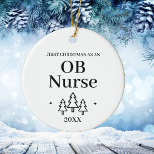 Décoration En Céramique Premier Noël en tant qu'infirmière en obstétrique,