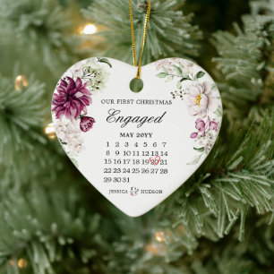 Décoration En Céramique Premier Noël engagé avec calendrier floral