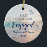 Décoration En Céramique Premier Noël Engagé Beach Sunset Ceramic Ornam<br><div class="desc">Garder l'ornement Fiançailles avec un coucher de soleil romantique sur une mer tropicale avec des vagues bleu turquoise turquoise et une plage de sable rose avec de belles couleurs pastel est parfait pour le couple qui s'est engagé sur une plage ou planifie un mariage de destination.</div>