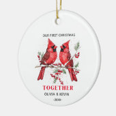 Décoration En Céramique Premier Noël engagé ensemble cardinaux rouges (Gauche)