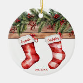 Décoration En Céramique Premier Noël Engagé Nom Stocker avec photo (Devant)