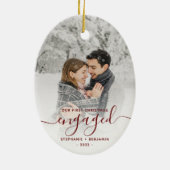 Décoration En Céramique Premier Noël Engagé Photo Burgundy Script (Dos)