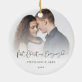 Décoration En Céramique Premier Noël Engagé Photo Overlay Noms Année (Dos)