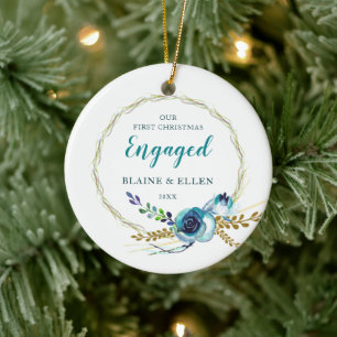 Décoration En Céramique Premier Noël Engagé Roses rustiques Personnalisé