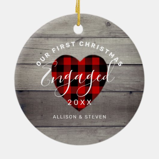 Décoration En Céramique Premier Noël Engagé Rustique Coeur Personnalisé (Dos)