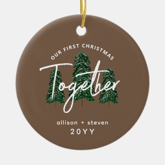 Décoration En Céramique Premier Noël Ensemble Couples Evergreens rustiques (Devant)