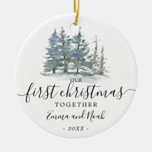 Décoration En Céramique Premier Noël, ensemble, forêt mariée