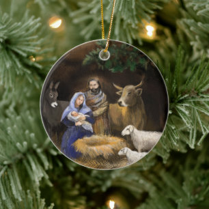 Décoration En Céramique Premier Noël ensemble nativité