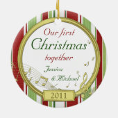 Décoration En Céramique Premier Noël Ensemble Stripe Music Photo (Dos)