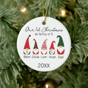 Décoration En Céramique Premier Noël Famille de cinq Gnomes Scandinaves