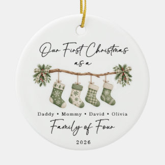 Décoration En Céramique Premier Noël Famille de Quatre Personnalisé
