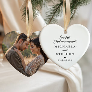 Décoration En Céramique Premier Noël Fiancés Minimaliste Photo Cœur