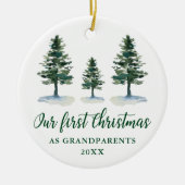 Décoration En Céramique Premier Noël Grands-parents Calligraphie Pines (Devant)