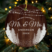 Décoration En Céramique Premier Noël M. Mme Wood Chaîne d'hiver Lumières