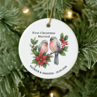 Décoration En Céramique Premier Noël Marié M. et Mme Nom