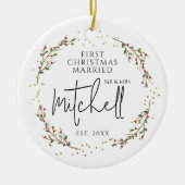 Décoration En Céramique Premier Noël Marié Mr&Mrs. (Devant)