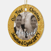 Décoration En Céramique Premier Noël Marié Parties scintillant rouge perso (Gauche)