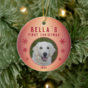 Décoration En Céramique Premier Noël Metallic Red Snowflake photo de chiot