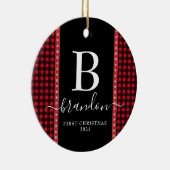 Décoration En Céramique Premier Noël Monogramme Nom de Bébé Plaid Buffalo (Droite)