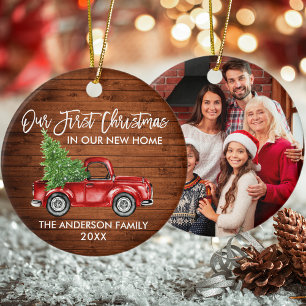 Décoration En Céramique Premier Noël Nouveau Accueil Camion Bois PHOTO