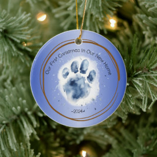 Décoration En Céramique Premier Noël Nouveau Accueil empreinte de patte ci
