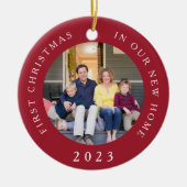 Décoration En Céramique Premier Noël Nouveau Accueil Photo Rouge (Devant)