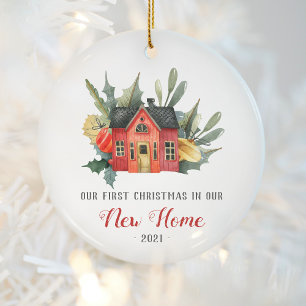 Décoration En Céramique Premier Noël Nouvelle Maison Aquarelle Maison Roug