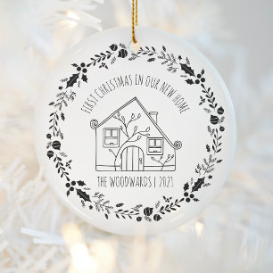 Décoration En Céramique Premier Noël Nouvelle Maison Noir Blanc