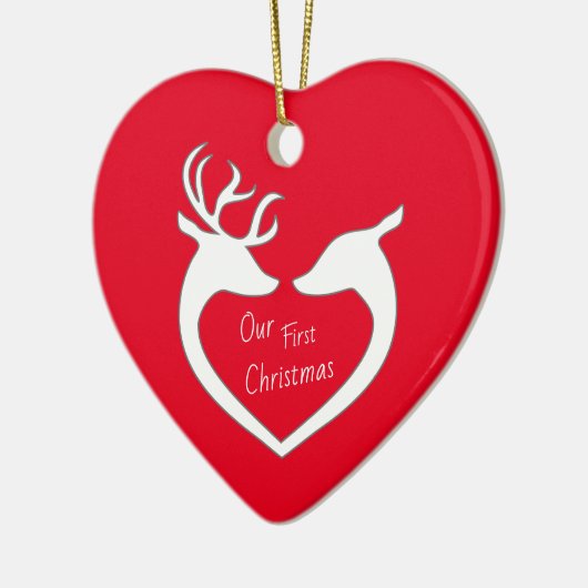 Décoration En Céramique Premier Noël personnalisé Cerf Couple (Gauche)