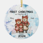 Décoration En Céramique Premier Noël personnalisé en famille de 3 (Devant)