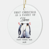 Décoration En Céramique Premier Noël personnalisé en famille de trois (Gauche)