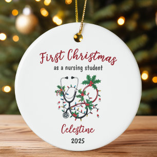 Décoration En Céramique Premier Noël personnalisé en tant qu'étudiant en s