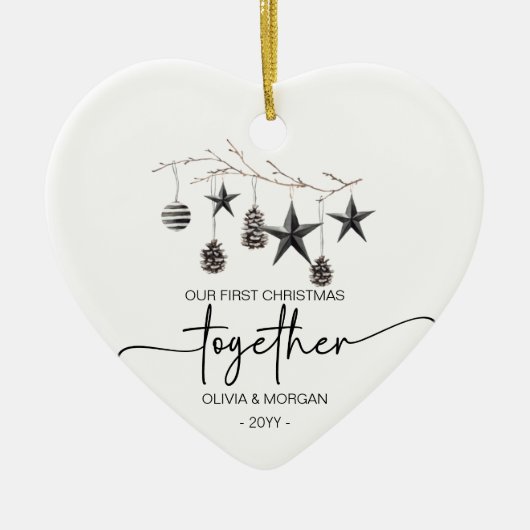 Décoration En Céramique Premier Noël personnalisé ensemble Noms (Devant)