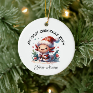 Décoration En Céramique Premier Noël personnalisé Père Noël Axolotl
