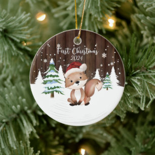 Décoration En Céramique Premier Renard de Noël de bébé sur mesure double f
