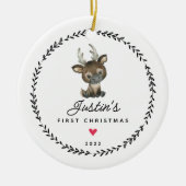 Décoration En Céramique Premier renne de Noël du bébé (Devant)
