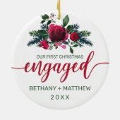 Décoration En Céramique Premier Rose d'aquarelle florale de Noël (Dos)