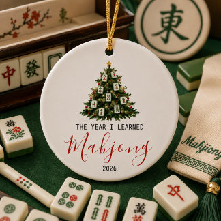 Décoration En Céramique Première année où j'ai appris au mahjong noël