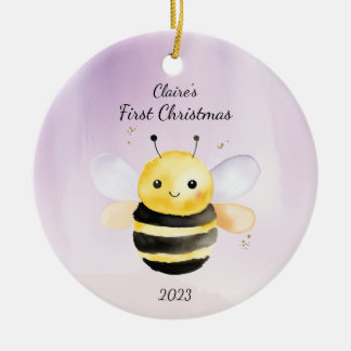 Décoration En Céramique Première Bombe de Noël du bébé personnalisée