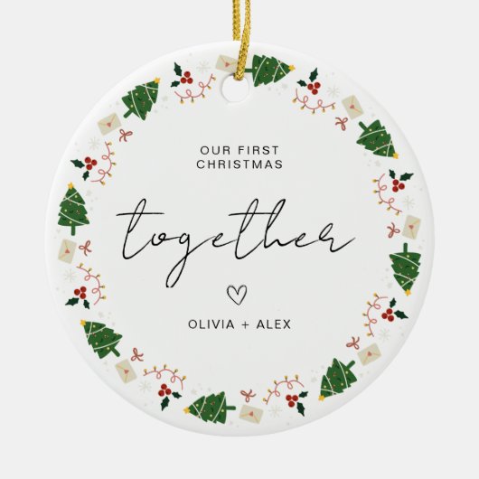 Décoration En Céramique Première conservation de Noël Noël Couple cadeau d (Devant)