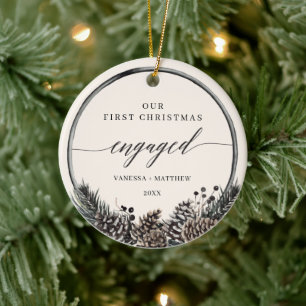 Décoration En Céramique Première couronne de pin rustique