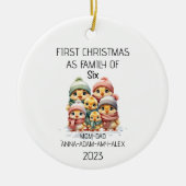 Décoration En Céramique Première famille de Noël de six mignonnes pousses (Devant)