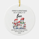 Décoration En Céramique Première famille de Snowman de Noël cinq (Devant)